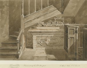 Handsworth - Monument van Sir William Stanford: Sepia Tekening, 6 Apr 1842
