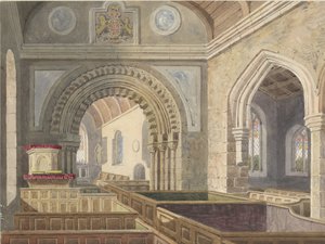 Interieur van Longdon Kerk door Allen Edward Everitt