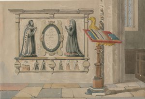 Wednesbury Church - Monument voor Thomas en Eleanor Parkes: aquarel