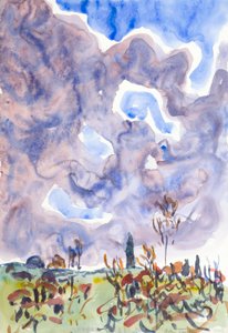 Aquarel nr. 31, Landschap met wolken