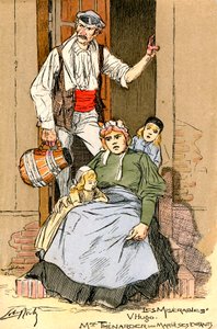Illustratie voor Les Misérables: Familie Thenardier (gravure) door Almery Lobel Riche