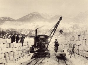 Bouw van Worcheiner Tunnels, begonnen in 1897. foto 1905 door Alois Beer