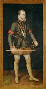Koning Felipe II, zoon van keizer Karel V en koning van Spanje ... (schilderij op doek) door Alonso Sánchez Coello