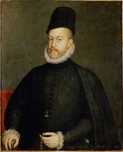 Filips II, koning van Spanje en Portugal (schilderij op doek) door Alonso Sanchez Coello