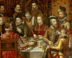 Het banket van de vorsten van het huis van Oostenrijk (detail) door Alonso Sánchez Coello