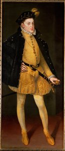 Kind Don Carlos, zoon van Filips II en zijn eerste vrouw en nicht Maria van Portugal ... (schilderij op doek) door Alonso Sánchez Coello