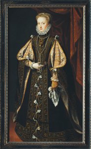 Portret van Anna van Oostenrijk, koningin-gemalin van Spanje en Portugal door Alonso Sánchez Coello