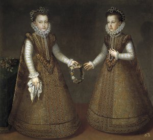 De Infantas Isabel Clara Eugenia en Catherine Michelle van Spanje, ca. 1575