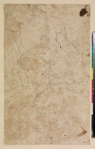 Figurenstudies met een knielende vrouw in profiel, verso, 17e eeuw door Alonso del Arco