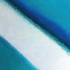 Abstracte blauw-witte diagonalen door Alpenglow Workshop
