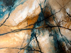 Aards, blauw, steen, abstract door Alpenglow Workshop