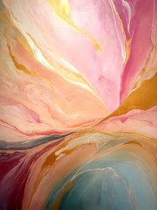 Vloeiend roze, goud en blauwgroen