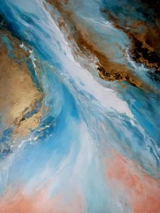 Abstracte afbeelding van een gouden waterlandschap