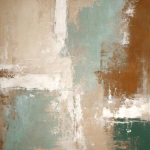 Ingetogen, aardse, blauwgroene abstracte kunst