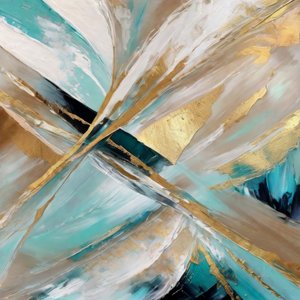 Glinsterend blauwgroen en goud, abstract