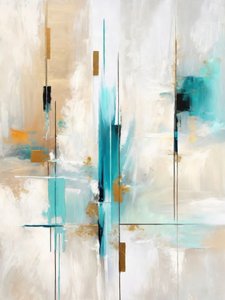 Teal Gold Abstract Flow