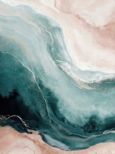 Blauwgroen-roze oceaangolven