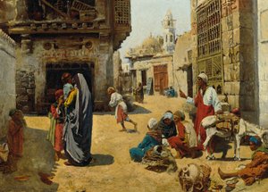 Straatbeeld in Caïro door Alphons Leopold Mielich