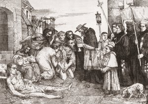 Pestslachtoffers van Rome door Alphonse (after) Legros