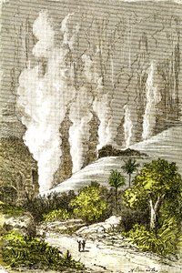 Prehistorie- Cataracten van Zambeze: Natuurlijke Creatie en Levende Wezens. Tekening door A. Demarle. 1885