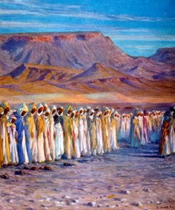 Illustratie van moslim Arabische pelgrims op weg naar Mekka door Nasreddine Dinet (Alphonse-Étienne Dinet)