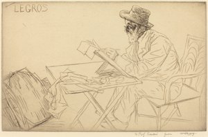 Alphonse Legros aan het schetsen