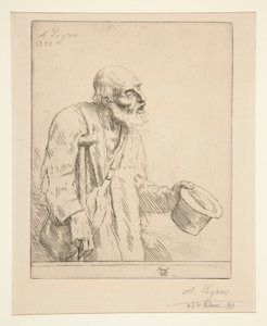 Bedelaar met krukken door Alphonse Legros