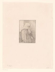 Bretonse vrouw met hoofddoek door Alphonse Legros