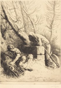 De dood en de houthakker, 4e plaat La mort et le bucheron door Alphonse Legros