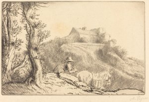 Boerderij op een heuvel La ferme sur la colline door Alphonse Legros