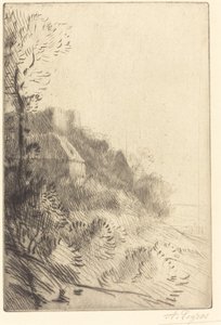 Boerderij op een Heuvel in Zonlicht La ferme du coteau, Effet de soleil sur le coteau door Alphonse Legros