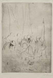 Vissers op de kade in Boulogne door Alphonse Legros