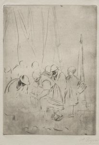 Vissers op de kade in Boulogne door Alphonse Legros