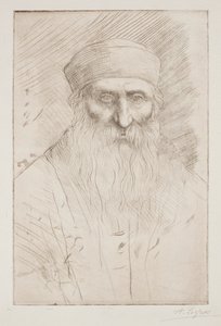 Hoofd van een man met een lange baard