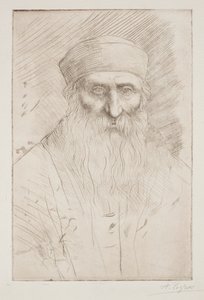 Hoofd van een man met een lange baard