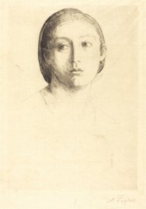 Hoofd van een jong meisje door Alphonse Legros
