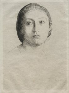 Hoofd van een jong meisje door Alphonse Legros