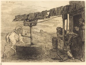 Paardgedreven molen door Alphonse Legros