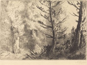 In het bos van Fontainebleau door Alphonse Legros