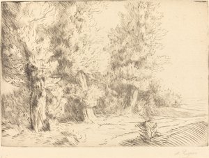 In het bos van Fontainebleau door Alphonse Legros