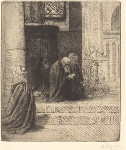 Interieur van een kerk door Alphonse Legros
