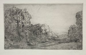 Landschap: Zonsopgang door Alphonse Legros