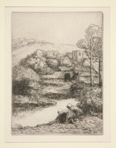 Het washuis, of Wasvrouwen door Alphonse Legros