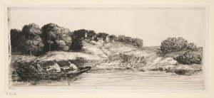Le paysage au bateau (Landschap met een boot, 1e plaat) door Alphonse Legros