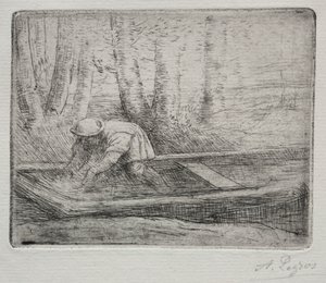 Man in een punter door Alphonse Legros