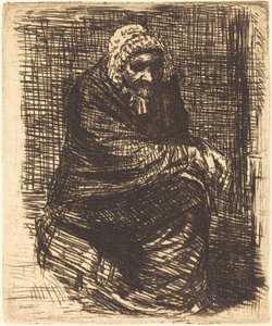 Oude vrouw zittend door Alphonse Legros