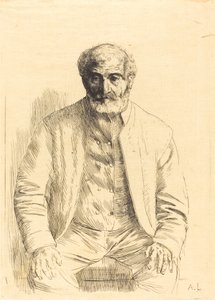 Oude man zittend (Vieillard assis) door Alphonse Legros
