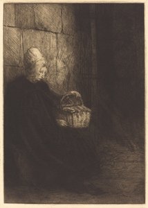 Boerin van Boulogne Paysanne des environs de Boulogne dite La femme au panier door Alphonse Legros