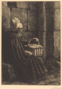 Boerin van Boulogne Paysanne uit de omgeving van Boulogne genaamd De vrouw met de mand door Alphonse Legros