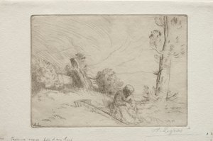 Boer bij een stenen hek door Alphonse Legros
